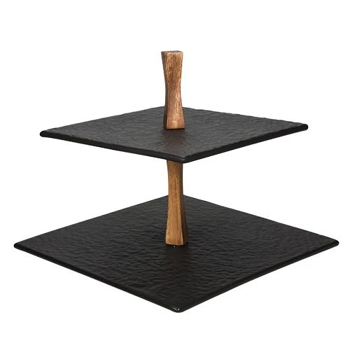 PRATO COM 2 ANDARES FULL FIT 25X20CM CERÂMICA PRETO