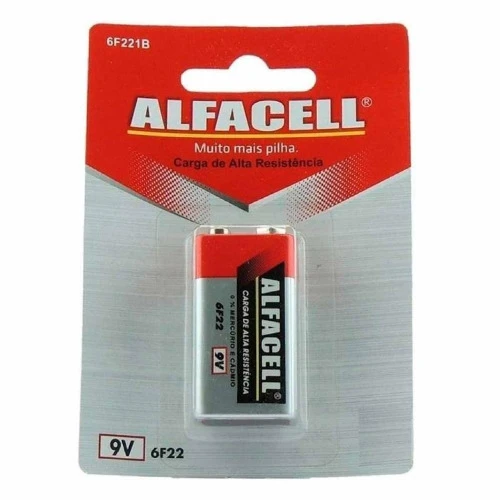 PILHA BATERIA 9V VOLTS ALFACELL 6F22 PARA BRINQUEDO MICROFONE CONTROLE REMOTO RÁDIO MULTIMETRO