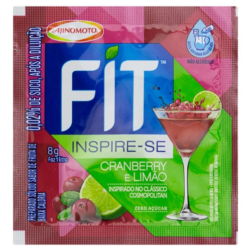 REFRESCO EM PÓ CRANBERRY E LIMÃO ZERO AÇÚCAR FIT PACOTE 8G