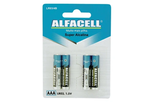 PILHA PALITO ALCALINA AAA 1 5V COM 4 UNIDADES