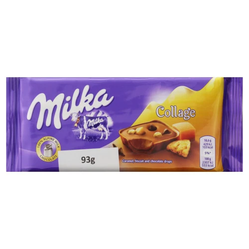 CHOCOLATE AO LEITE COM RECHEIO COLLAGE MILKA PACOTE 93G