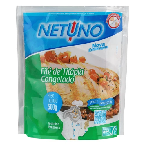 FILÉ DE TILÁPIA CONGELADO NETUNO PACOTE 500G