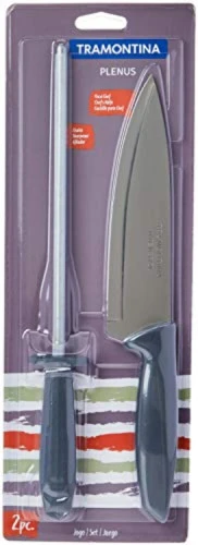CONJUNTO FACA TRAMONTINA INOX PLENUS COM 2 PCS CINZA