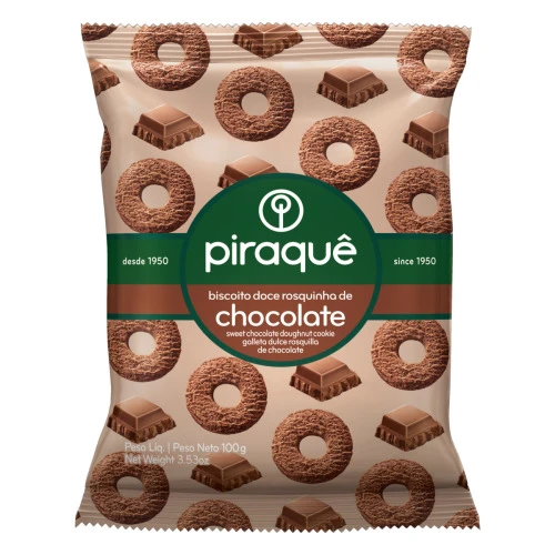 BISCOITO ROSQUINHA CHOCOLATE PIRAQUÊ PACOTE 100G