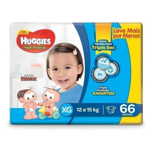 FRALDA HUGGIES TRIPLA PROTEÇÃO XG 66 UNIDADES