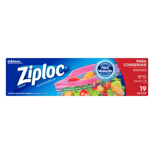 SACO HERMÁTICO ZIPLOC 26 8CM X 27 3CM CAIXA 19 UNIDADES