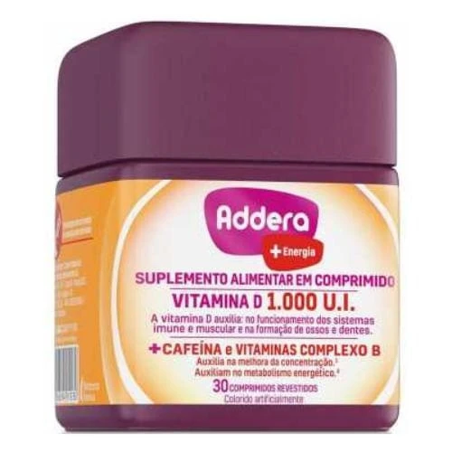 SUPLEMENTO ALIMENTAR ADDERA + ENERGIA 1.000UI 30 COMPRIMIDOS