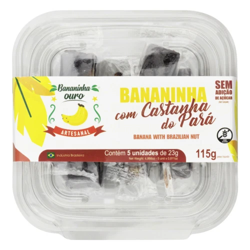 BANANINHA COM CASTANHA DO PARÁ BANANINHA OURO POTE 115G 5 UNIDADES