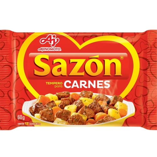 TEMPERO PARA CARNES, LEGUMES E ARROZ SAZON 60G