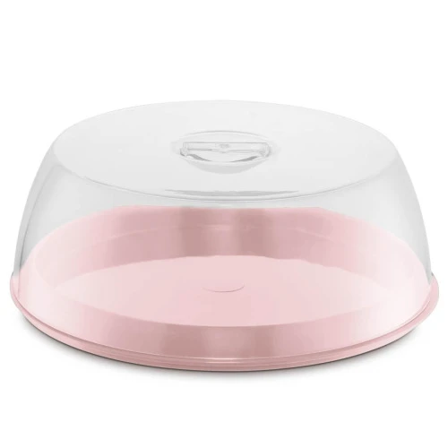 PORTA BOLO DE PLÁSTICO COM TAMPA TRANSPARENTE 29CM PLUS UZ ROSA