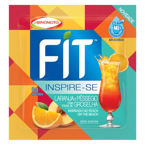 REFRESCO PÓ FIT ZERO 8G LARANJA PÊSSEGO GROSELHA