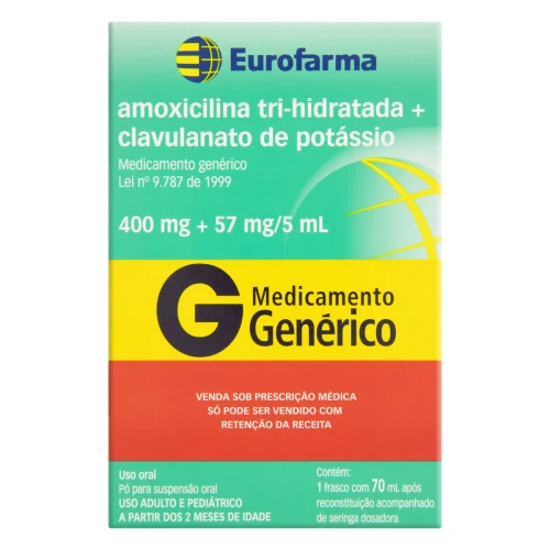 AMOXICILINA TRI HIDRATADA CLAVULANATO DE POTSIO EUROFARMA CAIXA 70ML SERINGA DOSADORA