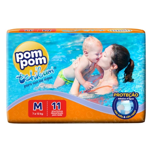 FRALDA DESCARTÁVEL INFANTIL SHORTINHO POM POM TCHIBUM M PACOTE 11 UNIDADES