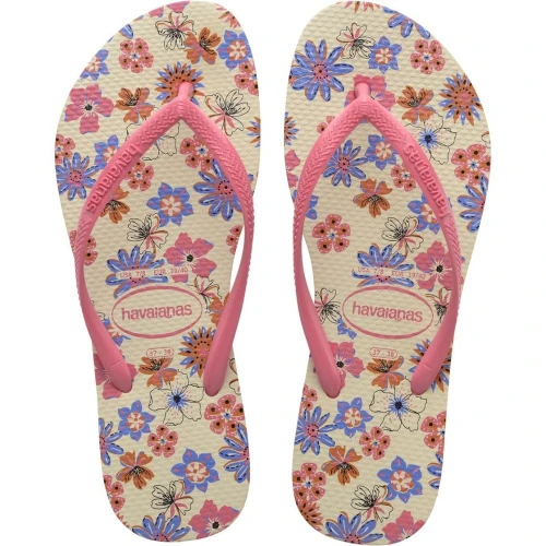 SANDÁLIAS HAVAIANAS SLIM ROMANCE GD F0 SLIM ROMANCE CF BEGE PALHA ROSA