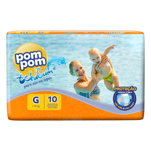 FRALDA DESCARTÁVEL INFANTIL SHORTINHO POM POM TCHIBUM G PACOTE 10 UNIDADES