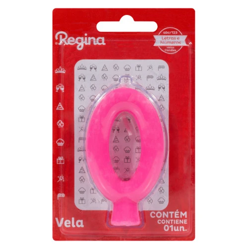 VELA DE ANIVERSÁRIO FÁCSIA Nº 0 REGINA SOLID COLORS CARTELA