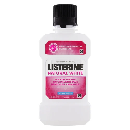 ENXAGUANTE BUCAL ANTISSÉPTICO MENTA SUAVE LISTERINE NATURAL WHITE FRASCO 250ML