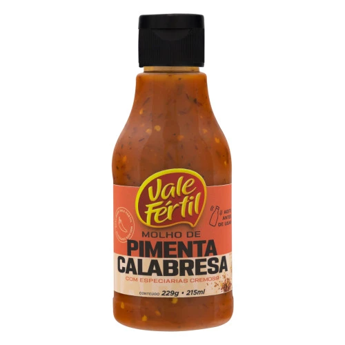 MOLHO DE PIMENTA CALABRESA CREMOSO COM ESPECIARIAS VALE FÉRTIL FRASCO 215ML