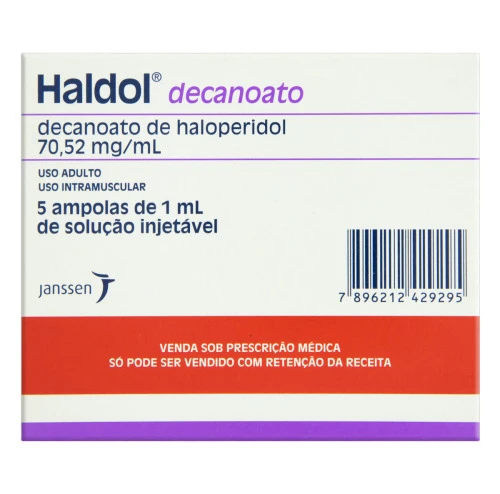 HALDOL 70 52MG ML JANSSEN CAIXA 5 AMPOLAS 1ML SOLUÇÃO INJETÁVEL