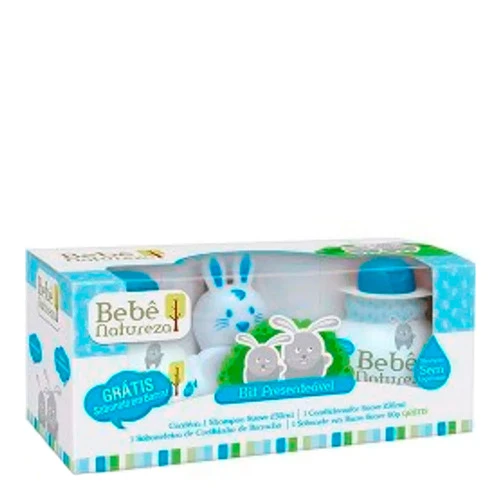 KIT BEBÊ NATUREZA COELHO AZUL SHAMPOO  CONDICIONADOR  SABONETEIRA GRÁTIS SABONETE 80G