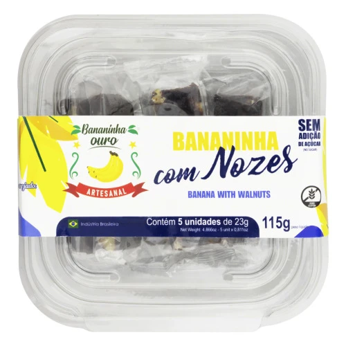 BANANINHA COM NOZES BANANINHA OURO POTE 115G 5 UNIDADES