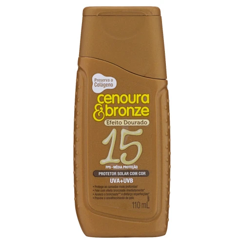 PROTETOR SOLAR COM COR EFEITO DOURADO FPS 15 CENOURA BRONZE FRASCO 110ML