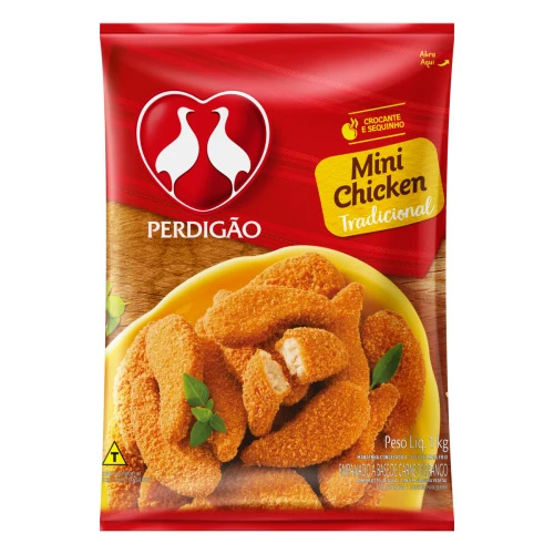 EMPANADO DE FRANGO TRADICIONAL PERDIGÃO MINI CHICKEN PACOTE 1KG
