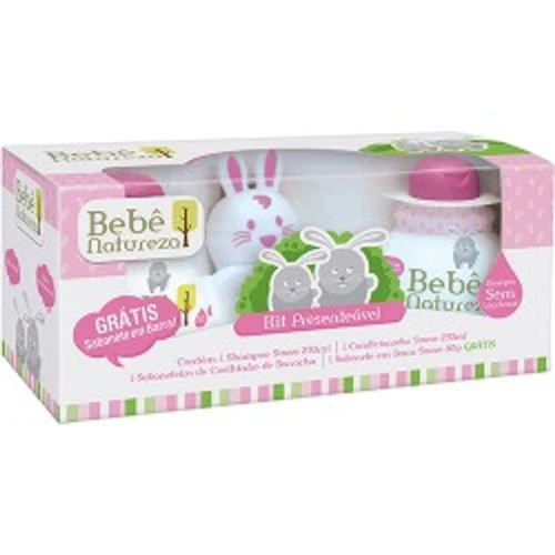 KIT BEBÊ NATUREZA COELHO ROSA SHAMPOO  CONDICIONADOR  SABONETEIRA GRÁTIS SABONETE 80G