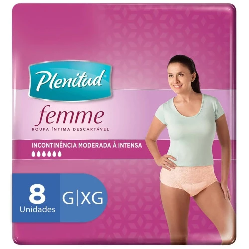 ROUPA ÍNTIMA PLENITUD FEMME G XG COM 8 UNIDADES