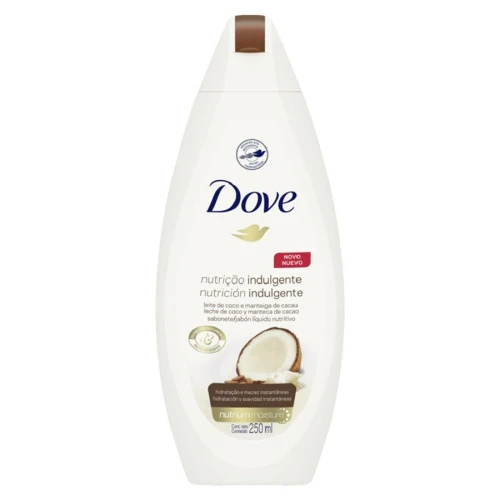 SABONETE LÍQUIDO DOVE NUTRIÇÃO INDULGENTE LEITE DE COCO E MANTEIGA DE CACAU 250ML