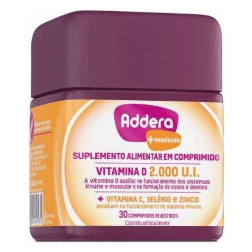 SUPLEMENTO ALIMENTAR ADDERA + IMUNIDADE 2.000UI 30 COMPRIMIDOS