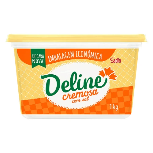 MARGARINA CREMOSA COM SAL DELINE POTE 1KG EMBALAGEM ECONÔMICA