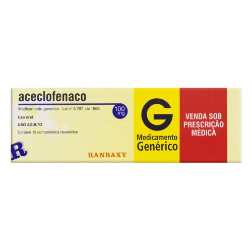 ACECLOFENACO 100MG RANBAXY CAIXA 12 COMPRIMIDOS REVESTIDOS
