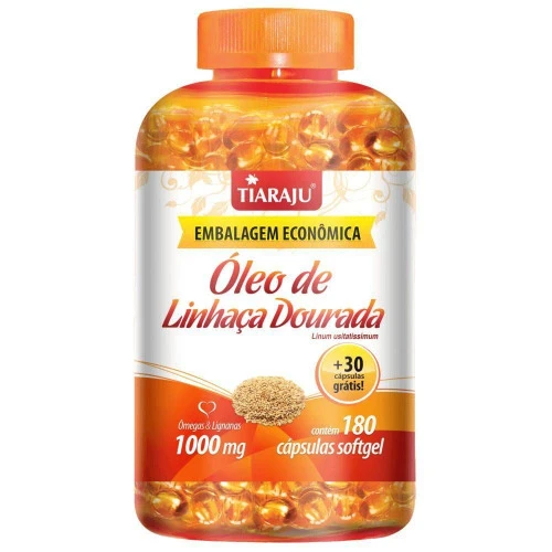 ÓLEO DE LINHAÇA DOURADA 1000 MG 180 30 SOFTCAPS TIARAJU