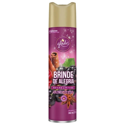 ODORIZADOR AEROSOL GLADE 360ML ED LIMITADA BRINDE ALEGRIA