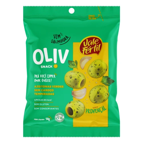 SNACK DE AZEITONA VERDE PROVENÇAL VALE FÉRTIL OLIV PACOTE 50G