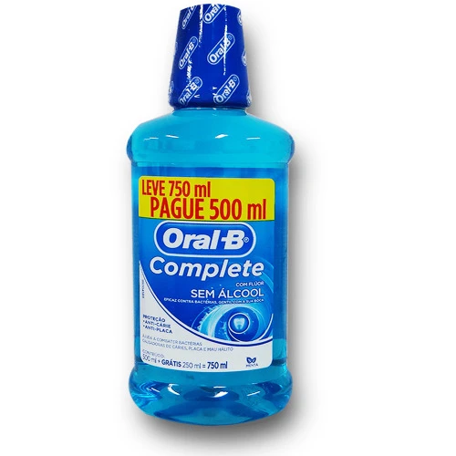 KIT ANTISSÉPTICO COMPLETE ORAL B 500ML GRÁTIS 250ML