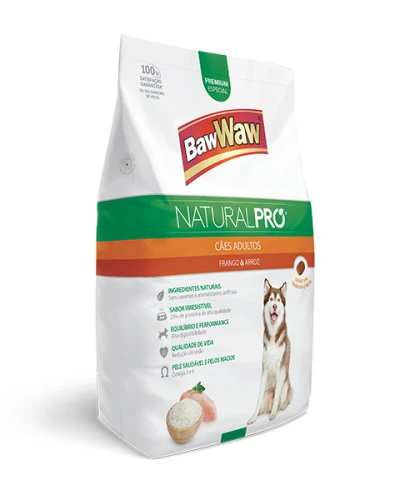 RAÇÃO CÃES BAW WAW 1KG NATURAL PRO FRANGO ARROZ RP