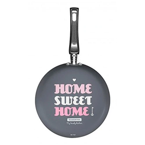 PANQUEQUEIRA TRAMONTINA MY LOVELY KITCHEN CINZA BRANCO ROSA 22CM