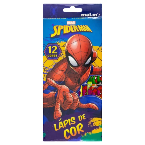 LÁPIS DE COR SPIDER MAN MOLIN 12 UNIDADES