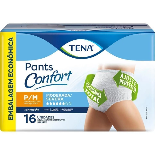 ROUPA ÍNTIMA TENA PANTS CONFORT P/M 16 UNIDADES
