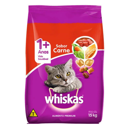 ALIMENTO PARA GATOS ADULTOS 1 CARNE WHISKAS PACOTE 15KG
