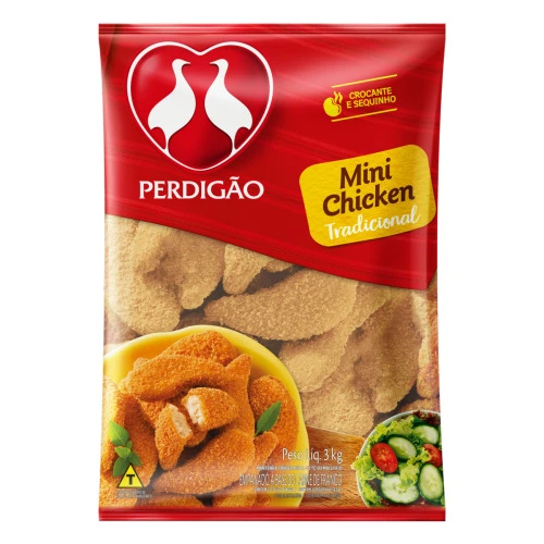 EMPANADO DE FRANGO TRADICIONAL PERDIGÃO MINI CHICKEN PACOTE 3KG