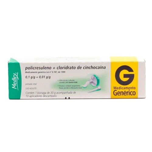 POLICRESULENO  CLORIDRATO DE CINCHOCAÍNA GENÉRICO MEDLEY 30G
