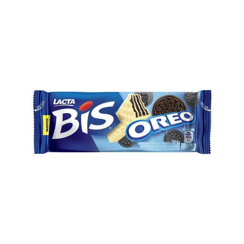 WAFER OREO COBERTURA CHOCOLATE BRANCO LACTA BIS PACOTE 100 8G