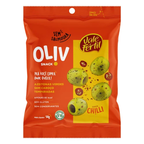 SNACK DE AZEITONA VERDE CHILLI VALE FÉRTIL OLIV PACOTE 50G