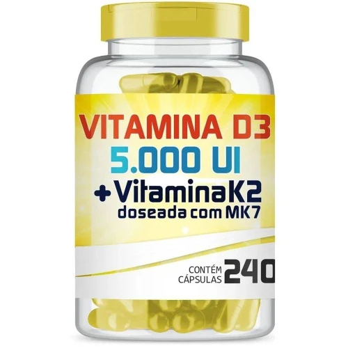 VITAMINA D3 5.000UI + VITAMINA K2 150MCG COM 240 CÁPSULAS