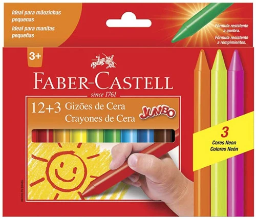 GIZÃO DE CERA 15 CORES FABER CASTELL HT141115 MULTICOR