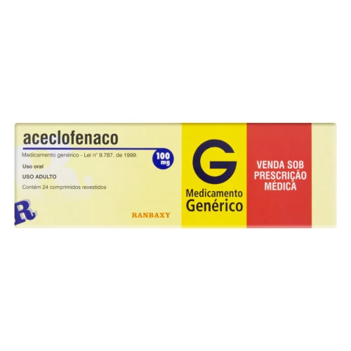 ACECLOFENACO 100MG RANBAXY CAIXA 24 COMPRIMIDOS REVESTIDOS