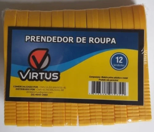 PRENDEDOR DE ROUPA VIRTUS COM 12 PLÁSTICO